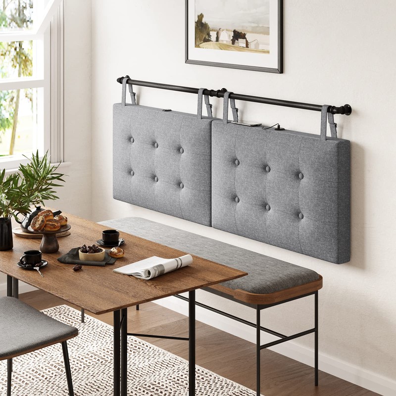 HAUSOURCE Wall Mount Headboard with USB Port for Queen Size