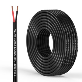 12 Gauge 2 Conductor Electrical Wire 12 AWG Wire Stranded PVC Cord Oxygen-Free Copper Cable 25FT/7.7M for Outdoor Lighting Automotive Battery Solar Panel (12/2AWG-25FT)