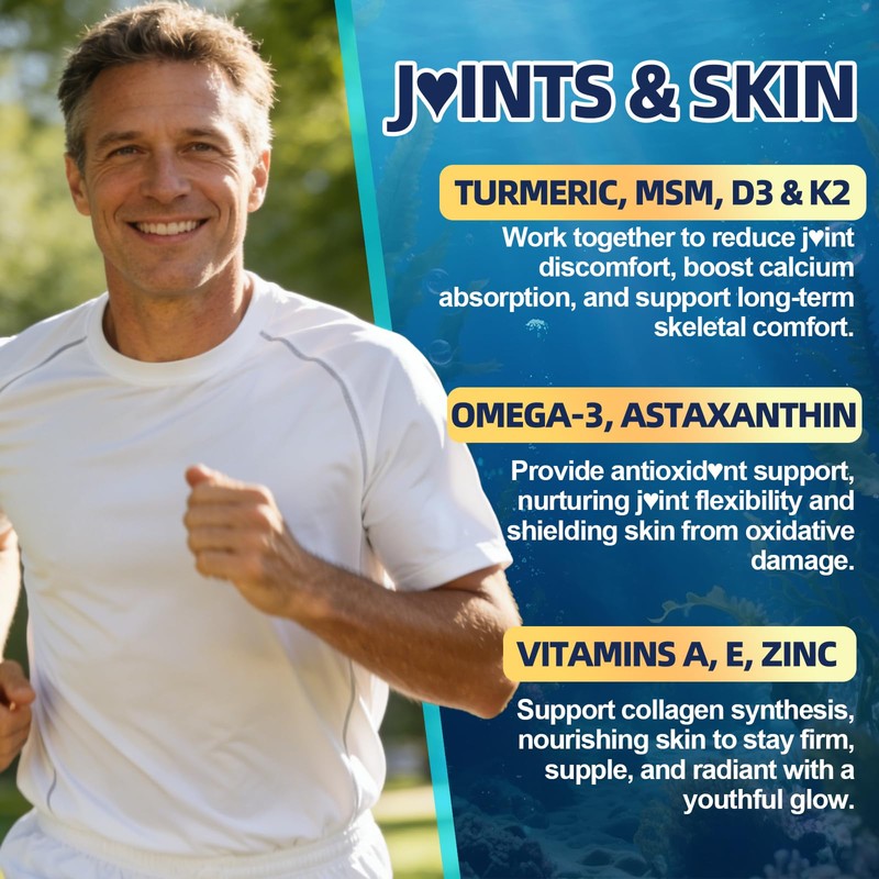 Vegan Omega 3 Gummies for Adult 40+: 1280mg Omega-3 Fatty