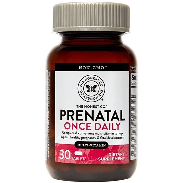 The Honest Company Prenatal Once Daily | Prenatal Vitamins | Non - GMO | Folic Acid, Vitamin A, Vitamin D & Vitamin E, Iron & Choline |, Basic Pineapple, 30 Count (Pack of 1)