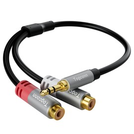 Togconn AUX to 2 RCA Y Splitter Cable, 3.5mm Male to 2RCA Female Stereo Audio Adapter, Hi-Fi Sound RCA Auxiliary Stereo Audio Cord,1/8 inch to RCA Connector for iPhone, Tablet Computer, MP3, Speaker-0.6 FT