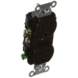 Hubbell CR15 Duplex Receptacle, Common Ground, 15 amp, 125V, 5-15 R, Brown (Pack of 10)