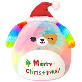 Xfrog Xmas Plush Toy Dog 10 Inch Merry Christmas Plush Toy Colourful Dog Stuffed Toys Plush Cushion Children Girls Boys 25 cm