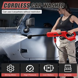 Cordless Pressure Washer Compatible with Milwaukee18V Battery, Cordless Power Pressure Jet Washer with 6-in-1 Nozzle Foam Pot, 16ft Hose for Car, Home, Lawn, Garden, Fence (Body Only)