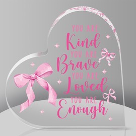 Kathfly Coquette Pink Bow Room Decor Inspirational Pink Bow Acrylic Keepsake for Girl Women Cheer up Gift Graduation Birthday Day