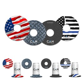 CanCooker Canholdr Suction Cup Holder | Hold a Can Anywhere | Great for SUP, Driving, Work, & Lounging | 4 Pack | USA Flag, Diamond Plate, Carbon Fiber, Police Flag