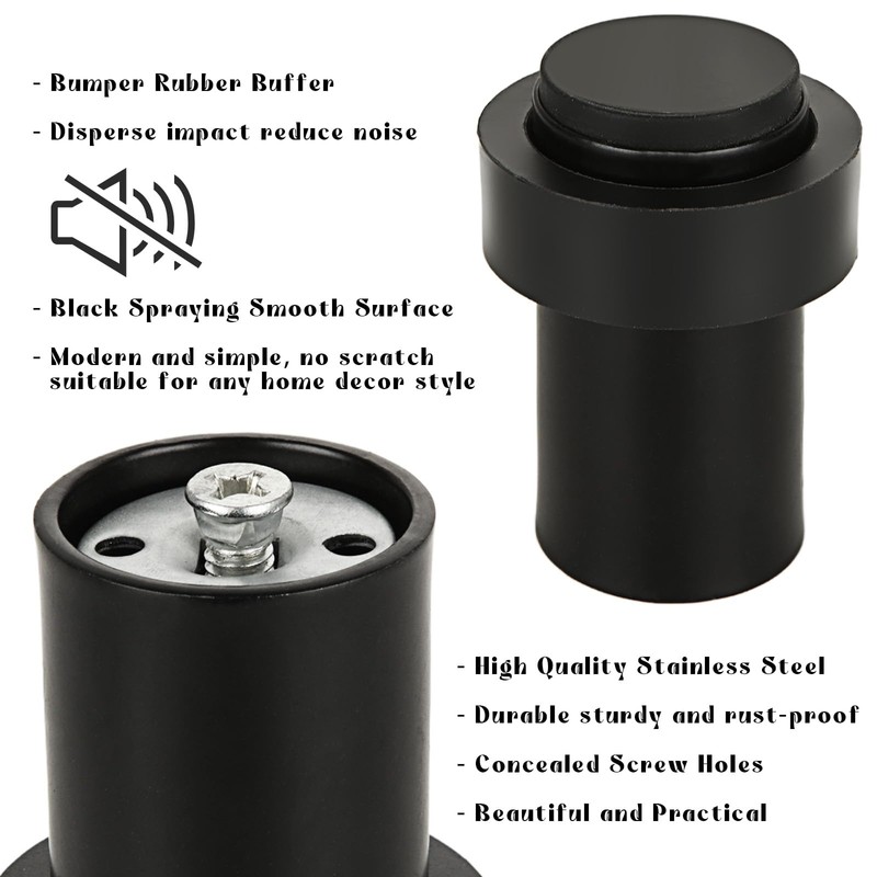 LDHHYH 6 PCS Black Door Stoppers, 2.3inch Stainless Steel Wall
