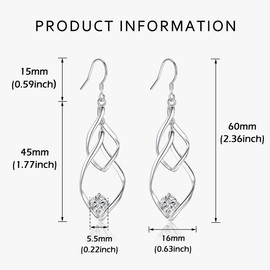 Shuxin Sterling Silver Drop Earrings for Women, Hypoallergenic Dangly Earrings with Cubic Zirconia Infinite Love Dangle Earrings Jewellery Gifts for Women Girls