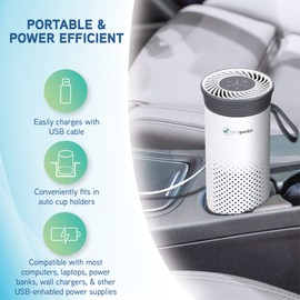 GermGuardian Portable Allergen Air Purifier for Small Spaces with USB Cable, Captures Dust, Pollens, Mold Spores, UV-C Light Helps Reduce Germs, 7” White, AC085