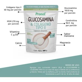 Glucosamina Y Colágeno Tipo Ii Sabor Manzana 300 Gr Pronat