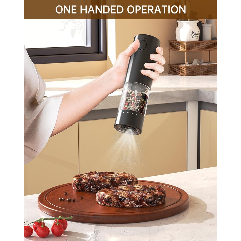 CIRCLE JOY Rechargeable Electric Pepper Grinder, Salt Grinder Pepper Mill