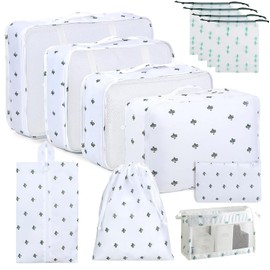 Organizadores de Viaje para Maletas,12 en 1 Set de Organizador de Equipaje,Impermeable Organizador de Maleta, para Ropa Zapatos,Cosméticos de bolsas o