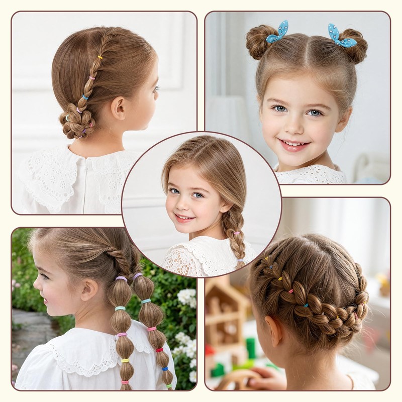 1425Pcs Baby Hair Ties, No Damage Elastic Rubber Bands, Multicolor