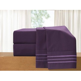 Elegant Comfort 1500 Thread Count Embroidered Egyptian Quality Luxurious Silky Soft Wrinkle & Fade Resistant 2-Piece Pillowcase, Standard/Queen Size, Purple
