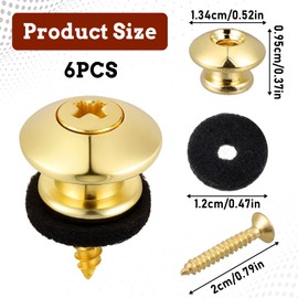 6 PCS Metal Guitar Strap Locks, Anti-Slipping Guitars Strap Button Electric Guitar with Screw for Acoustic Bass, Ukulele