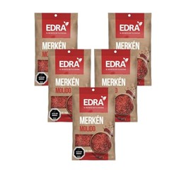 Ají merken molido ahumado, Marca Edra, producto Chileno. Pack de 5 sachet de 15g cada uno.