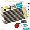 Apsara Gold 10 Wooden Pencils Eraser Sharpener Break-Resistant Lead Office