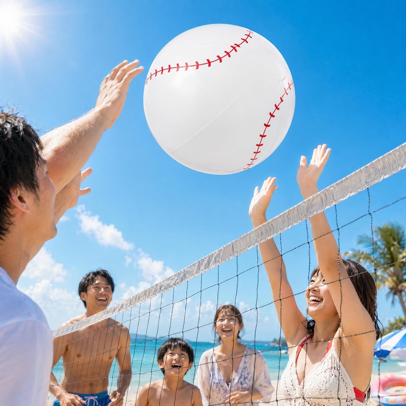 Sewroro ビーチボール インフレータブル 野球デザイン プール 海水浴 水遊び 夏休み ビーチ パーティー