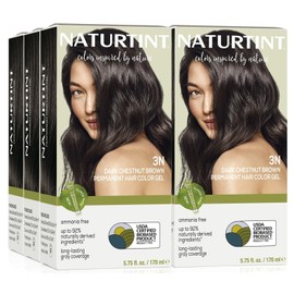 Naturtint 3N Dark Chestnut Brown Permanent Hair Color (Pack of 6), Ammonia Free, Vegan, Cruelty Free, up to 100% Gray Coverage, Long Lasting Results (Packaging may vary)