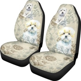 Xoenoiee Labradoodle Dog Pattern 2 Pieces Car Seat Cover Only Front Seats Vehicle Seat Protector Universal Fit Car Bucket Seat for Car, Truck, SUV or Van