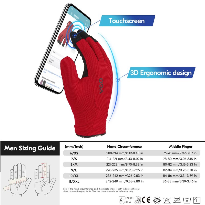 Vgo... 1Pair 5℃/41°F Winter Work Gloves, Cold Weather Safety Work