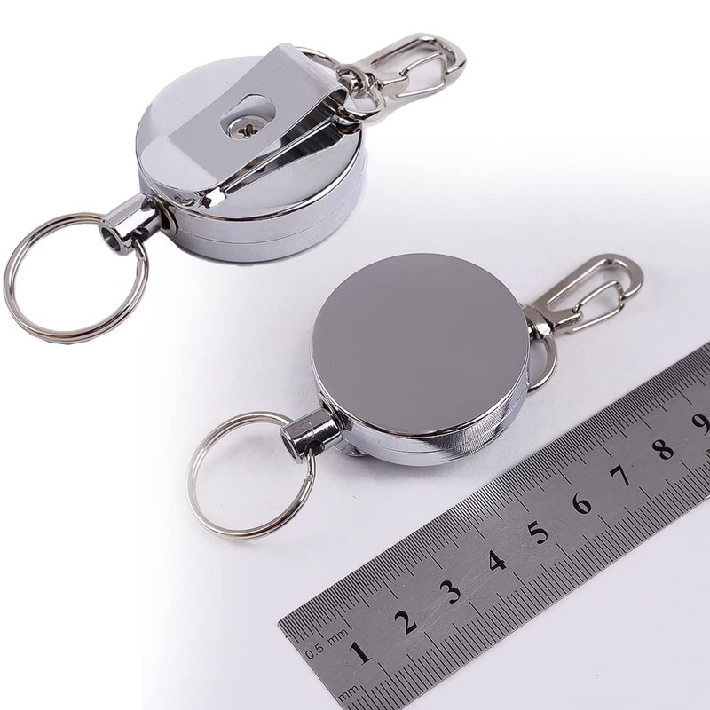 Orirya Reel Keychain, Strong Metal Wire, Keychain, Double Ring, Carabiner,