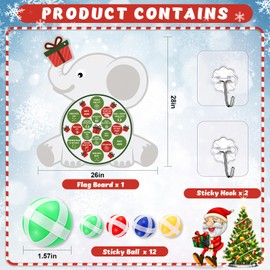 HyDren Christmas Party Game Gift Exchange Game White Elephant Dart Board with 12 Sticky Balls for Christmas Holiday Family Activity Game Gift