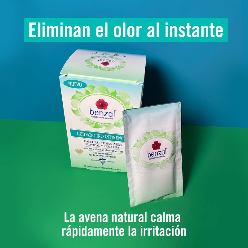 Benzal Toallitas Humedas, Cuidado Incontinencia, 2 en 1, Zona Intima,