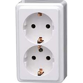 Kopp Kopp Schutzkontakt-Steckdose, 2fach, Aufputz-Steckdose, 16A, 250V, aktis-wei?, 102502002