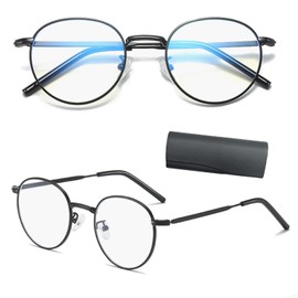 ROHOU 2022 Design Blue Light Reduction Glasses, 6 Colors, Computer Glasses, 0.5 oz (15 g), Ultra Lightweight, Transparent Lenses, 99% UV Protection, Fashion, Stylish Frame, Decorative Glasses, Unisex, Black