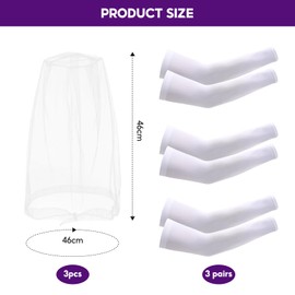 6 Pcs Midge Head Net, Mosquito Head Protecting Net, Face Mesh Net, Face Neck Netting Cover with Sleeves Summer Ice Silk for Outdoor Hiking Camping Climbing Fishing and Walking