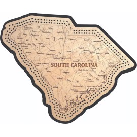 South Carolina State Shape Road Map Cribbage Board