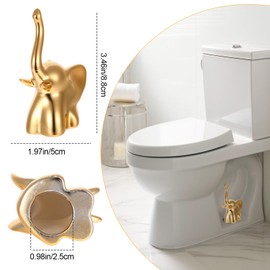 2 Pack Toilet Bolt Covers Decorative,Lovely Ceramic Elephant Cat Shaped Toilet Bolt Caps Decorative to Prevent Rusting,Easy Installation Kit for Bathroom Decor(Golden)