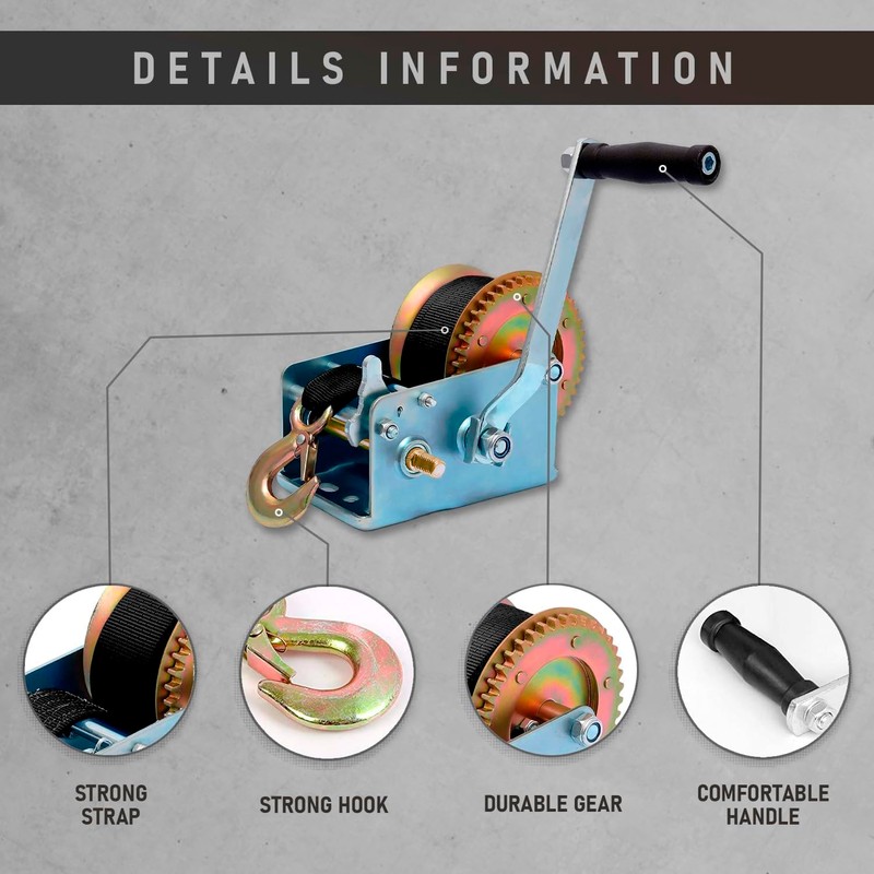 Trailer Winch – Durable Hand Crank – 3500 lbs Hand