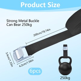 TAIXING Pack of 4 Tie Down Straps with Ratchet, 25 mm x 5 m Adjustable Lashing Strap, Black, Load Capacity 250 kg, Lashing Straps with Clamping Lock, Mounting Strap for Car, Bicycle, Sack Truck,