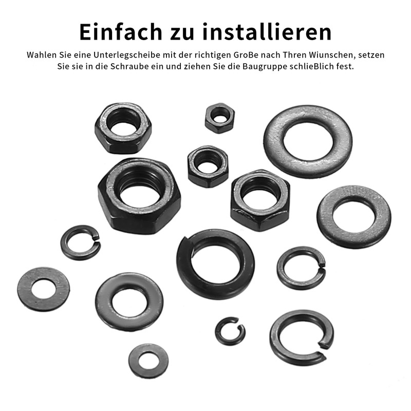 1410 Pcs Carbon Steel Hex Nut & Flat Washer &