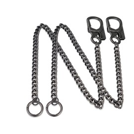 Ahiller Biker Wallet Chain, Heavy Duty Pocket Chain with Round Clasp, Men Chains for Keys, Jeans, Pants, Purse and Handbag (T-Black-2Pcs)