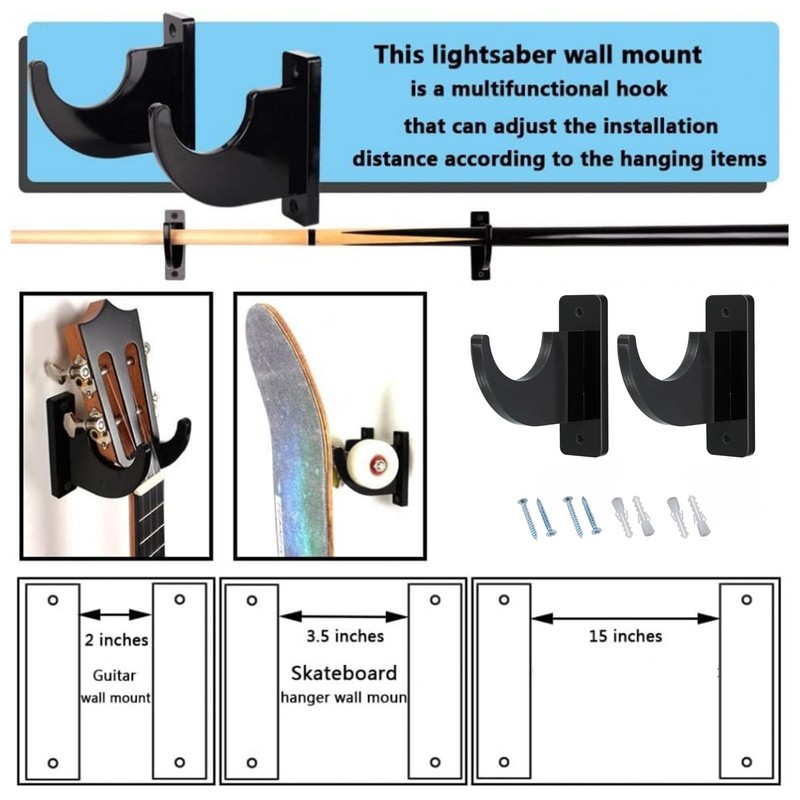 2 PCS Sword Holder Wall Mount, Adjustable Sword Hook, Strong