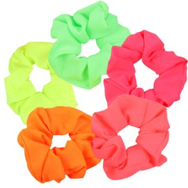 Maxqzin 5Pcs Neon Scrunchies Neon Hair Accessories Ponytail Ties Bands Hair Ties Elastic Scrunchies for Women Girls 80s 90s Party Outfit