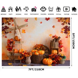 Alltten 7x5ft Fall Thanksgiving Day Backdrop Autumn Harvest Party Decoration Backdrop Thanksgiving Pumpkin Maple Leaves Background Supplies Decor Banner F92