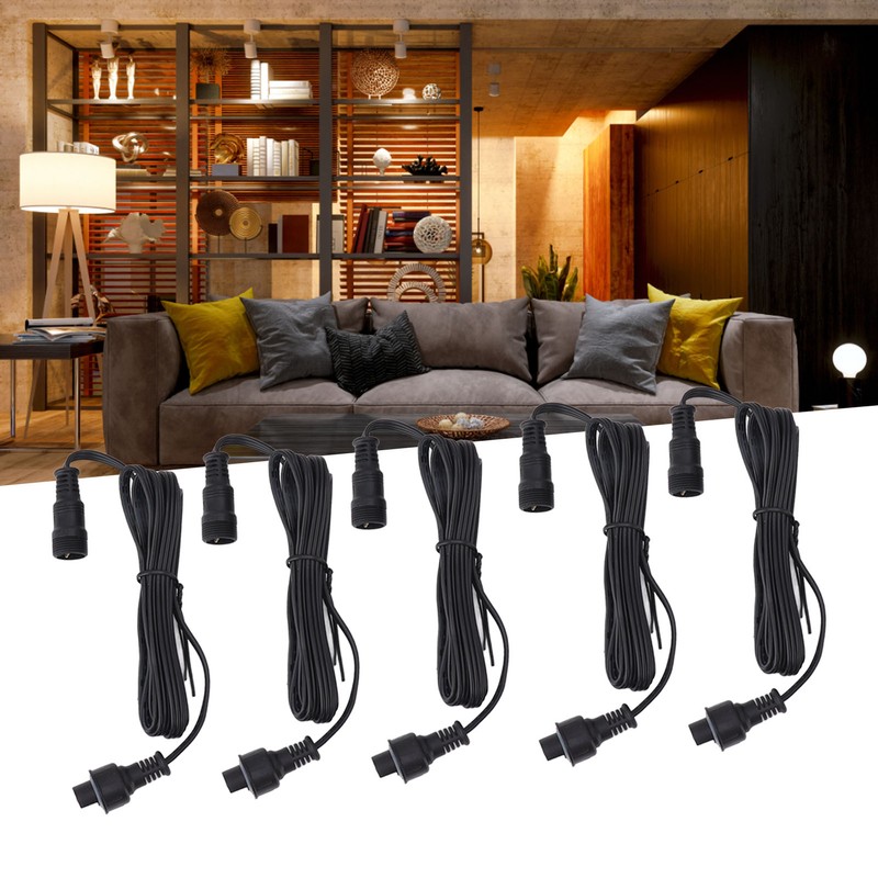 5pcs 4.9ft Deck Light Extension Cable IP67 Waterproof Extension Cord
