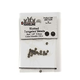 Hareline Slotted Tungsten Beads #235 1/8'' (3.18mm) Metallic Olive