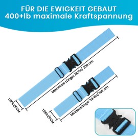 Collskid Pack of 2 Suitcase Straps with Metal Buckle, Suitcase Strap 5 x 200 cm, Non-Slip Adjustable Suitcase Straps, Durable Luggage Straps for Quick Recognition Luggage Travel Bag (Blue)
