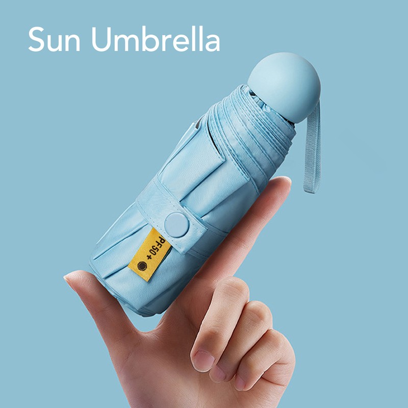 Sun Umbrella Mini Compact Sky Blue Foldable Umbrella for Sunny