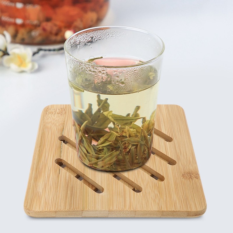 4Pcs Bamboo Table Mat Anti-Scald Non-Slip Bowl Cup Heat Insulation