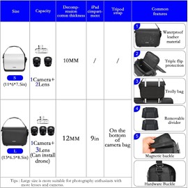 Cwatcun Kameratasche Umhängetasche Schulter Kompaktkamera Tasche Wasserdicht Kompatibel für Canon Nikon Sony SLR/DSLR Spiegellose Kameras und Objektive Weiß