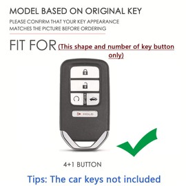 SANRILY Leather Key Fob Case for Honda Odyssey 7 Buttons Smart Key 2018 to 2022 Keyless Full Protection Odyssey Accessories Key Shell with Keychain Black