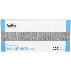 ForPro Embossed Foil Sheets 1200S, Aluminum Foil, Pop-Up Dispenser, for Hair Color Application and Highlighting Services, Food Safe, 12” W x 10.75” L, 100-Count