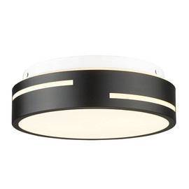 AUTELO Black Ceiling Light, 12" Industrial Flush Mount Ceiling Light, 2-Light Ceiling Light Fixture in Metal Finish with Frosted Glass Shade, Light Fixtures Ceiling Mount for Bedroom, C3871 BK E26