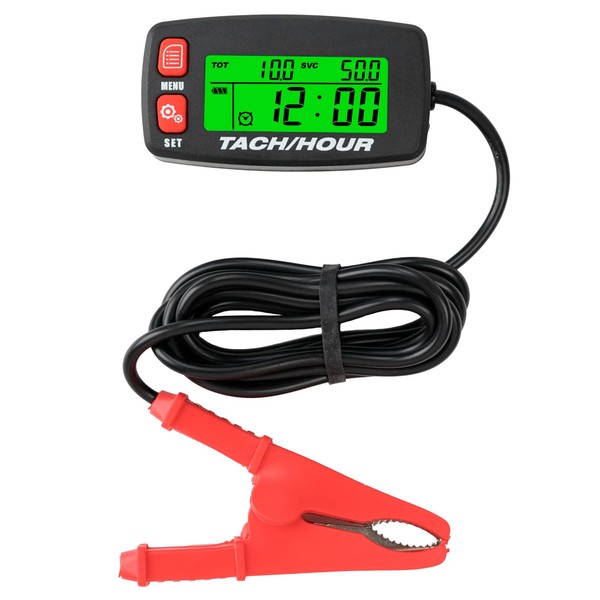 Runleader Digital Tachometer Operating Hour Counter with Alligator Clip Maintenance